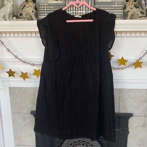 Black Eyelet Sleeveless Dress